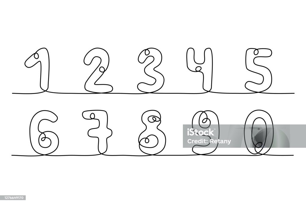 Numbers Continue Continuous Line Drawing Numbers Stock Illustration - Download Image Now ...
