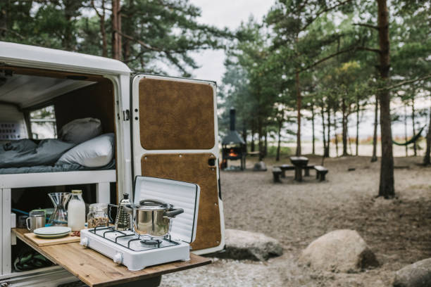 istock Camper van with camping stove 1276654026