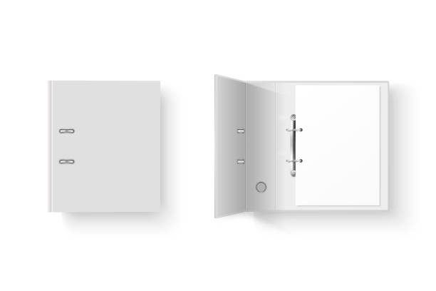 istock Vector 3d Closed Realistic White and Black Blank Office Binder with Metal Rings for A4 Paper Sheet Closeup Isolated on White Background. Design Template, Mockup, Top View 1276654278