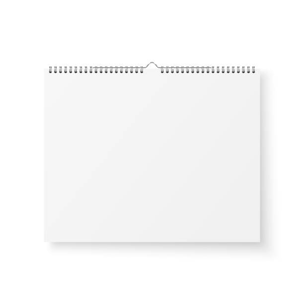 istock Vector 3d Realistic Paper White Blank Wall Calendar with Spring Icon Closeup Isolated on White Background. Copy Space. Design Template, Mockup, Top View 1276655095
