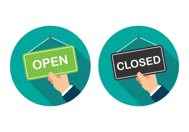 Vector illustration of Open Sign And Closed Sign