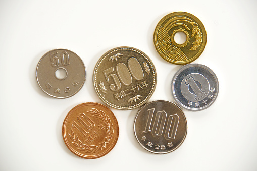 Various Japanese coins.