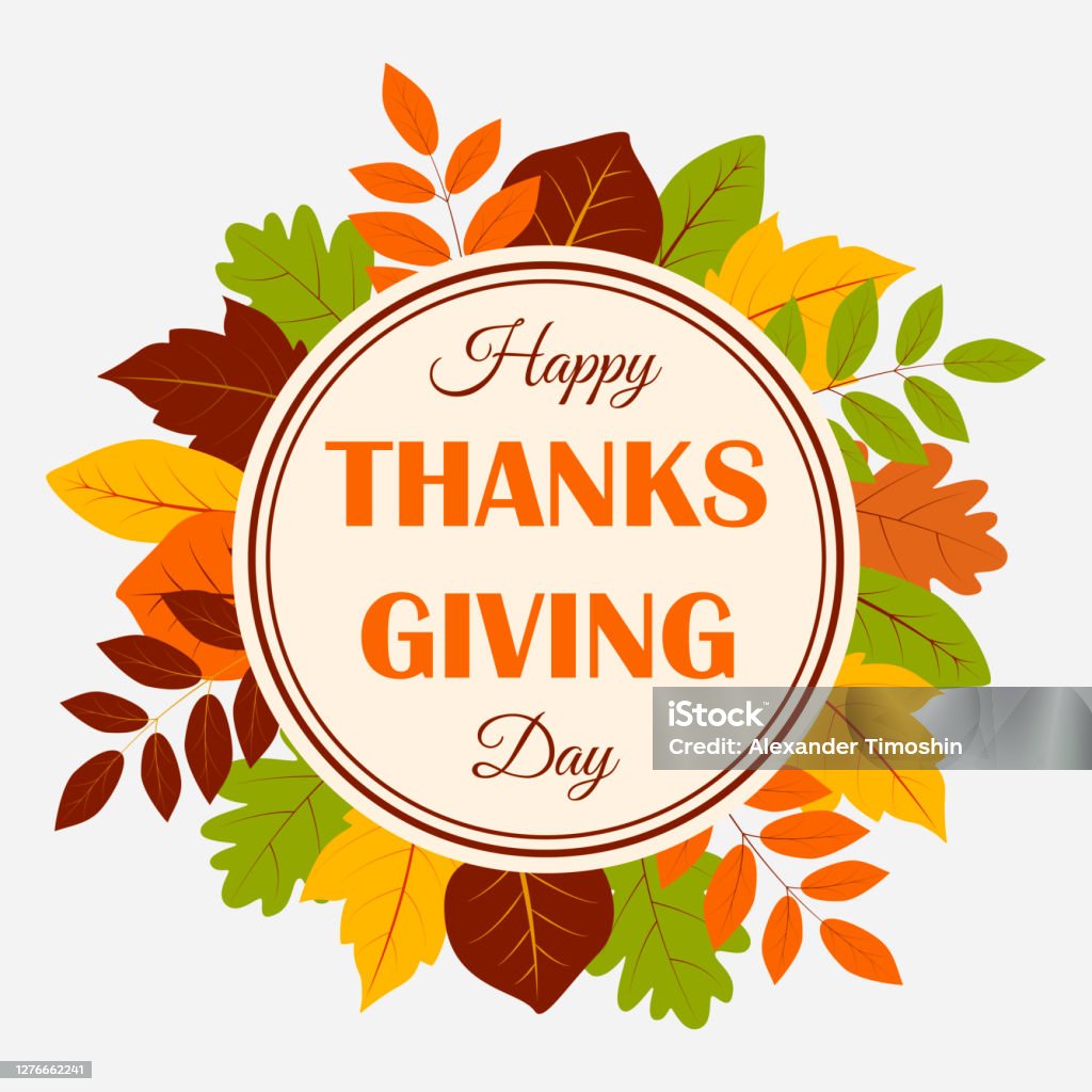 Thanksgiving day banner with date and autumn leaves vector Stock Vector