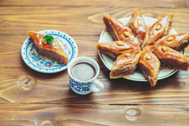 istock Turkish coffee and baklava on the table. Selective focus. 1276662309