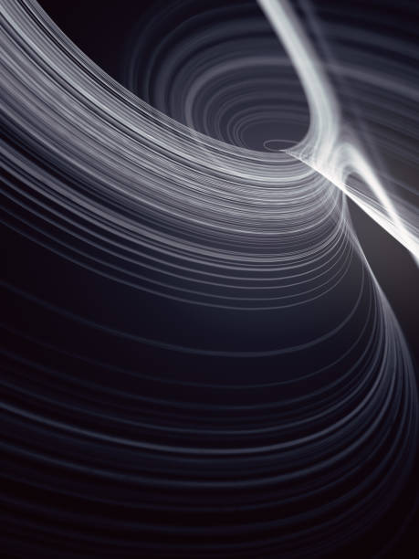 istock Hypnotic wavy white rings on a dark background. Depth of field. 3d rendering 1276664082