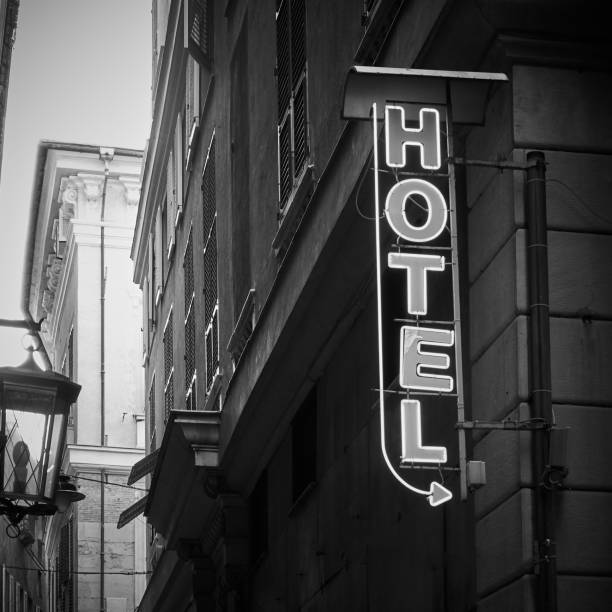 istock Hotel sign on the wall 1276666181