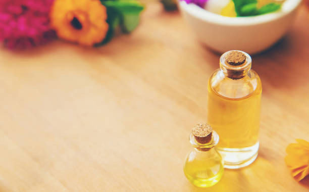 istock Homeopathy in small jars. Herbal extract. Selective focus. 1276667044