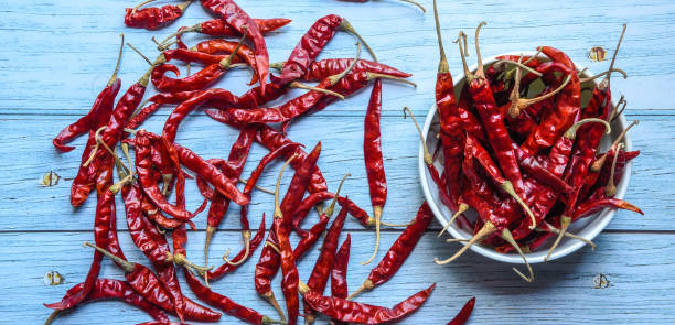 istock Dried red chili or chilli cayenne pepper isolated on white background.Clipping path. 1276668323