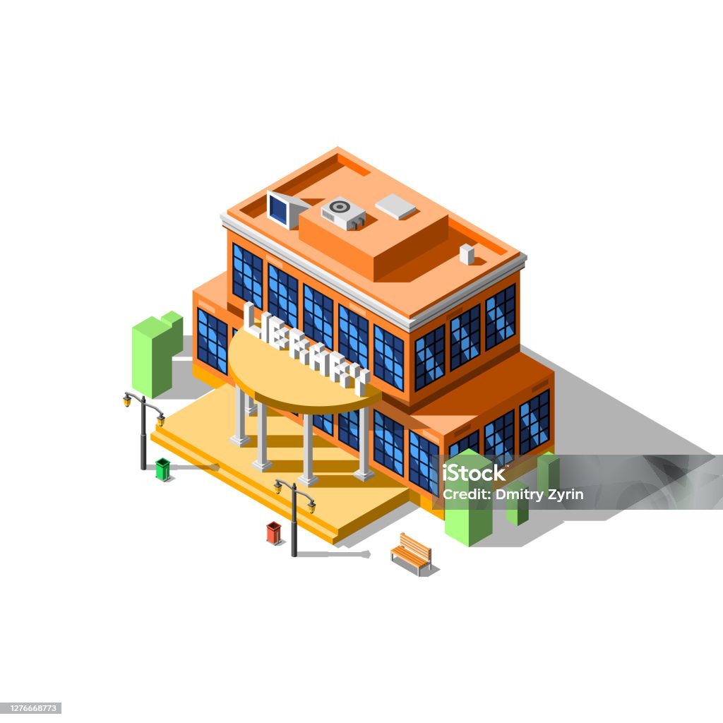 Abstract Isometric 3d Public Library Building Vector Design Style With Columns Bench And Lamp Post Stock Illustration - Download Image Now - iStock Abstract Isometric 3d Public Library Building Vector Design Style With Columns Bench And Lamp Post Stock Illustration - Download Image Now - iStock