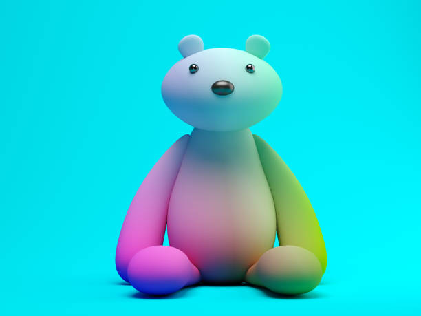 istock Mulicolor toy bear on blue background 3 D illustration 1276669013
