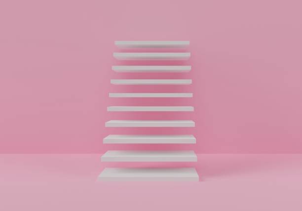 istock white stair steps near the pink wall. 3d render 1276669606