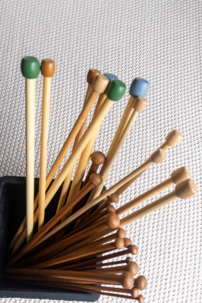 istock Box of wooden knitting needles 1276670006