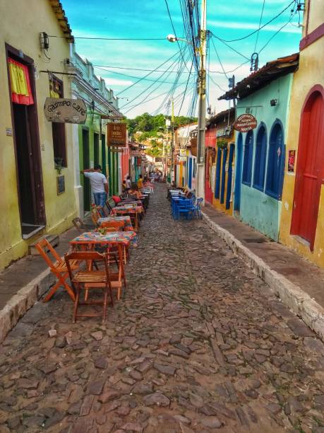 Colorful street - Lençois, Chapada Diamantina, Bahia, Brazil stock photo