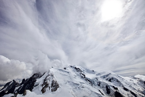 Mont Blanc Covered with snow and clouds