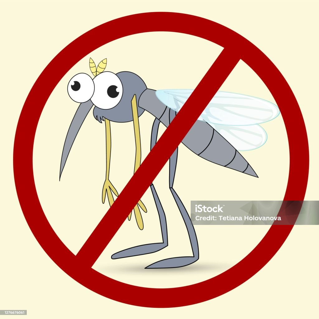 Dấu Hiệu Chống Muỗi Với Một Con Muỗi Hoạt Hình Hài Hước Hình minh ...