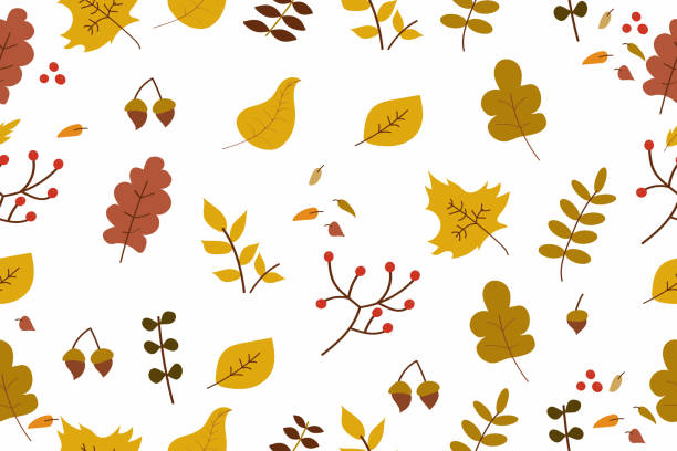 illustrations, cliparts, dessins animés et icônes de fond de modèle d’automne avec des feuilles jaunes - tomber illustrations