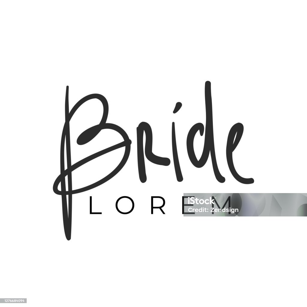 Bride Lettering Design Logotype Design About Bride Concept Hand Lettering Text With Heart For ...