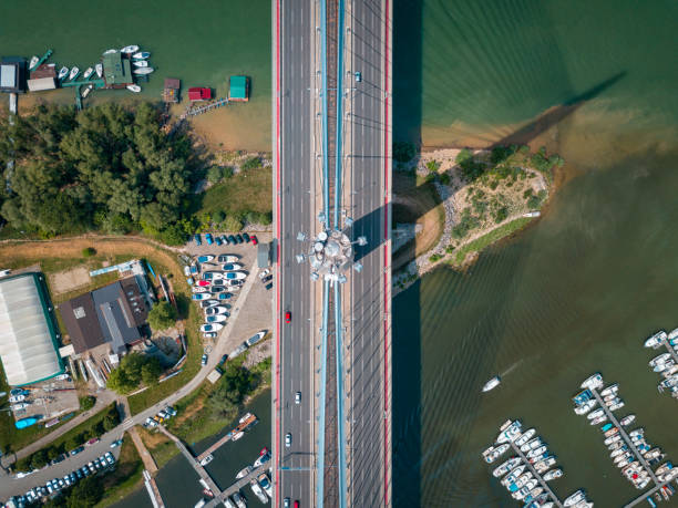 istock Directly above the central pylon on bridge over Ada 1276686129