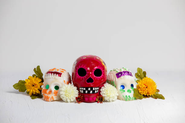 istock Day of the dead composition, sugar skulls 1276686405