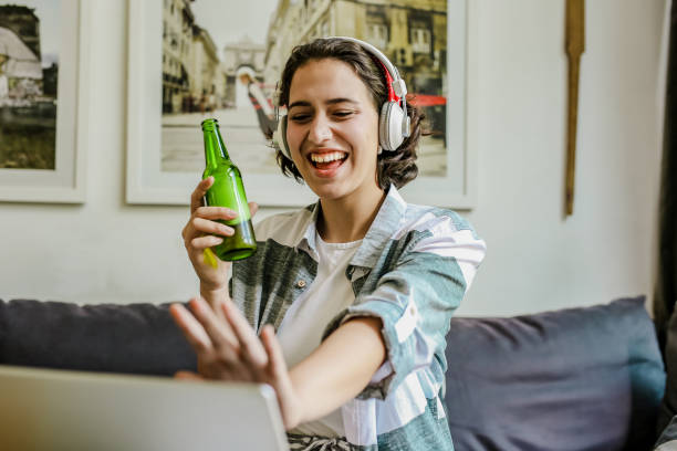 istock Socializing at home via video call 1276690086