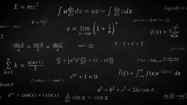 istock Math Formula Science Equation Symbols Written on Chalkboard Moving - Abstract Background Texture 1276690332