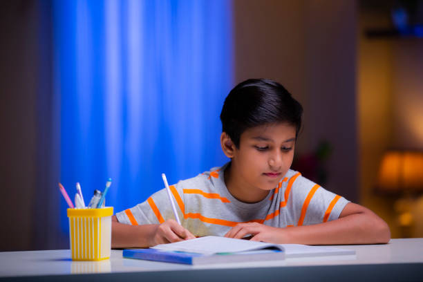 istock Boy studying at home - stock photo 1276692122