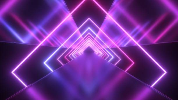istock Future Neon Laser Squares with Ultraviolet Light Tunnel Reflections - Abstract Background Texture 1276692301
