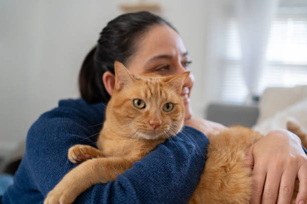 istock Woman with cat at home 1276703856