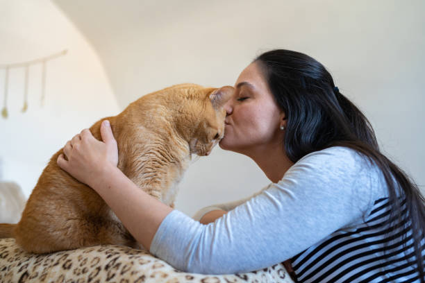 istock Woman with cat at home 1276703886