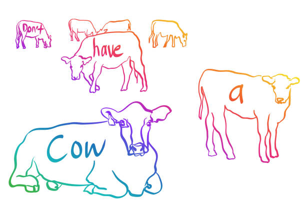 Don't Have A Cow Rainbow Funny saying or expression about cows and not getting upset dont eat meat stock illustrations