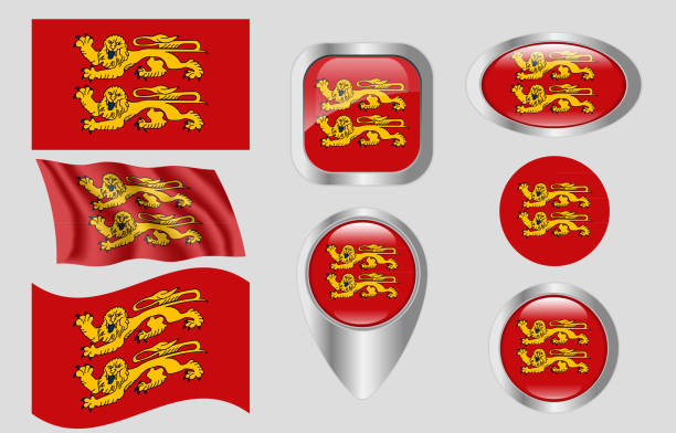 normandie bayrağı, fransa - normandiya stock illustrations