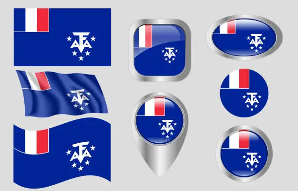Vector illustration of Flag of the French Southern and Antarctic Lands, France