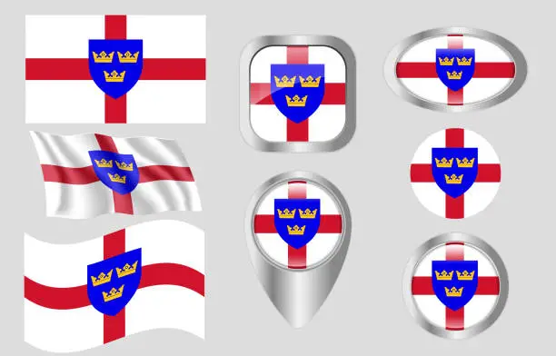 Vector illustration of Flag of East Anglia, England