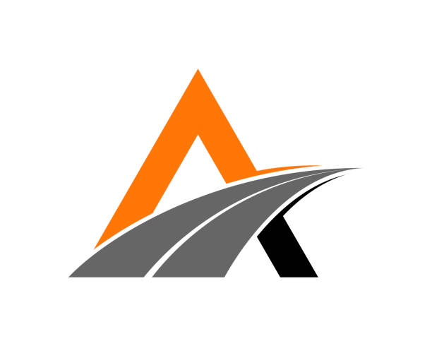 도로 방법 아스팔트 로고가있는 편지 - computer icon symbol highway driving stock illustrations