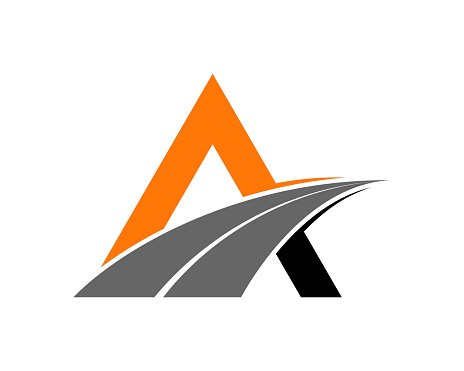 A Letter with road way asphalt logo