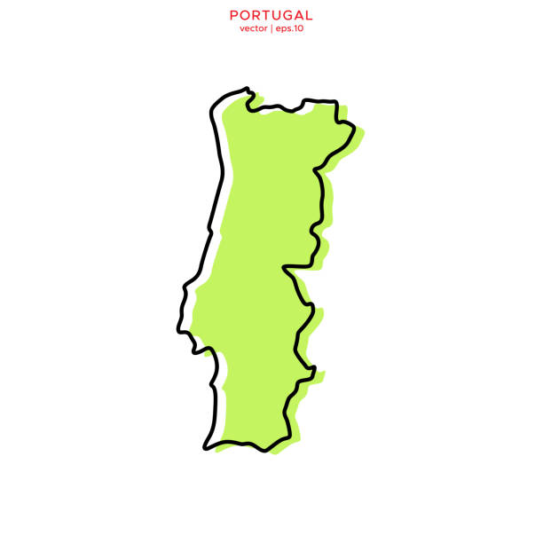 illustrazioni stock, clip art, cartoni animati e icone di tendenza di mappa verde del portogallo con modello di progettazione illustrazione vettoriale struttura. tratto modificabile. - portogallo