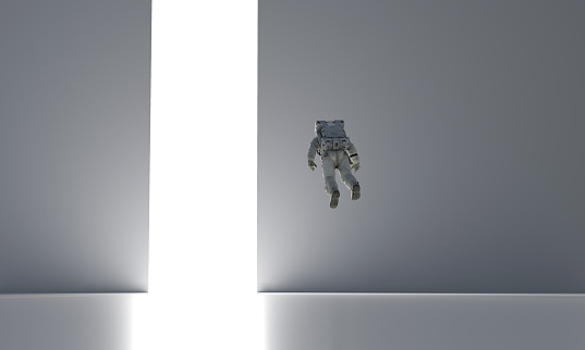 Astronaut floating toword the passage gate