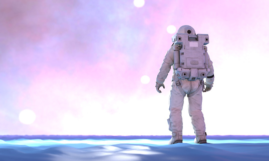 Astronaut in a fantasy environment