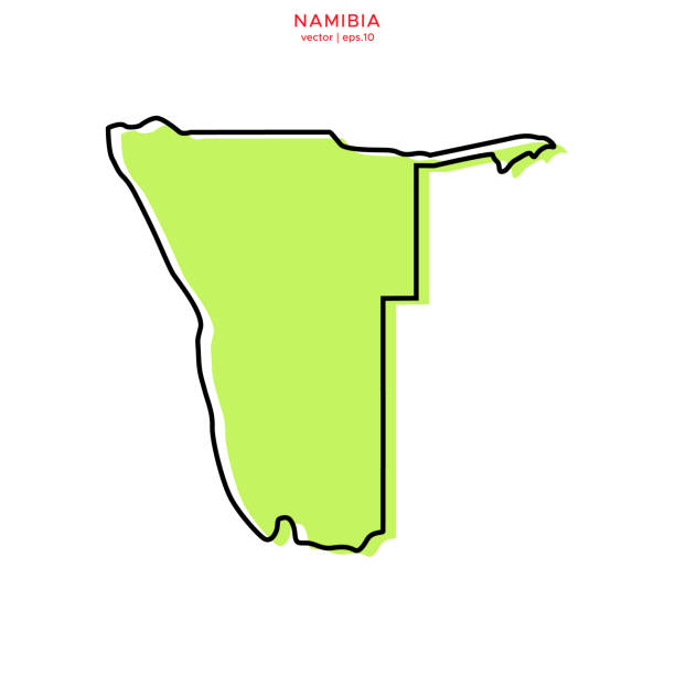 ilustrações, clipart, desenhos animados e ícones de mapa verde da namíbia com modelo de design de ilustração vetorial de contorno. golpe editável. - map namibia vector travel locations