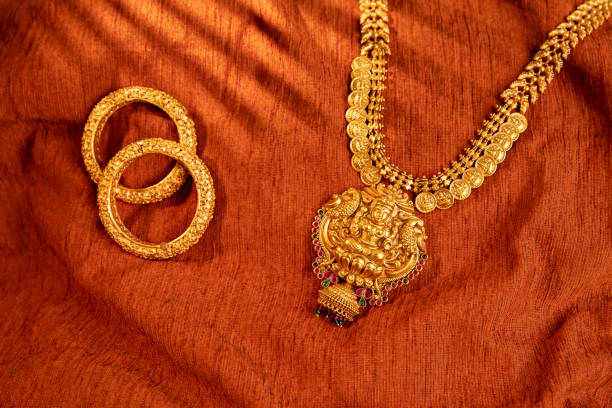 istock Indian Traditional Gold Necklace with bangles 1276727213