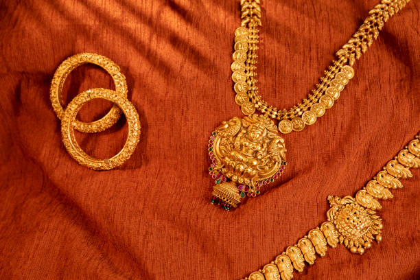 istock Indian Traditional Gold Necklace with bangles 1276727214