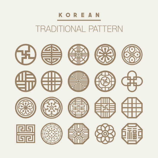 berbagai pola vektor tradisional korea ditetapkan. eps10 - kebudayaan korea ilustrasi stok