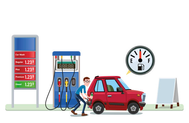 stacja benzynowa ze znakiem ceny - fuel pump gasoline natural gas gas station stock illustrations