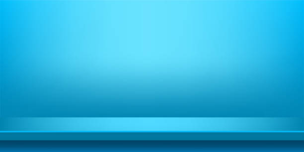 planke tisch hellblau auf wandraum für hintergrund, blaue kulisse, kopierfläche für werbung produktanzeige, tischplanke rot frontansicht - farbiger hintergrund stock-grafiken, -clipart, -cartoons und -symbole
