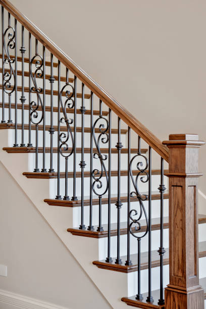istock Beautiful ornate railing on front staircase 1276740267