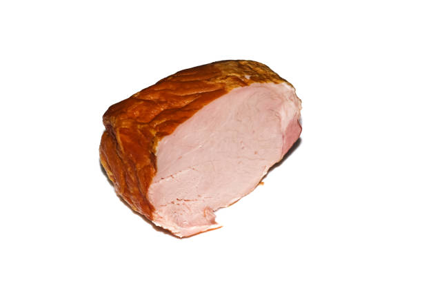 istock Smoked meat slice, isolated on a white background 1276746834