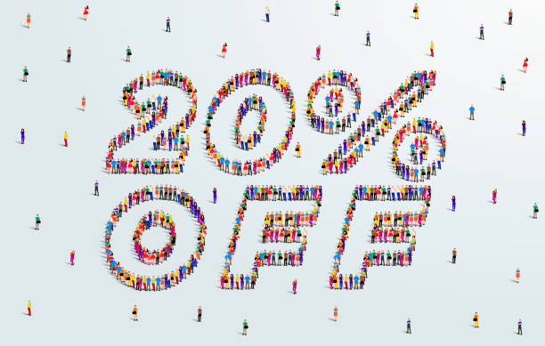 istock 20 Percent off. Large group of people form to create a shape20% off. Special Offer Sale Design. Vector Illustration of advertising banner. 1276747205