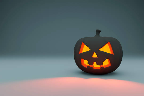 istock Halloween.Happy Halloween.Jack-o '- lantern.Black.Studio rendering.Copy space.3D rendering. 1276750373