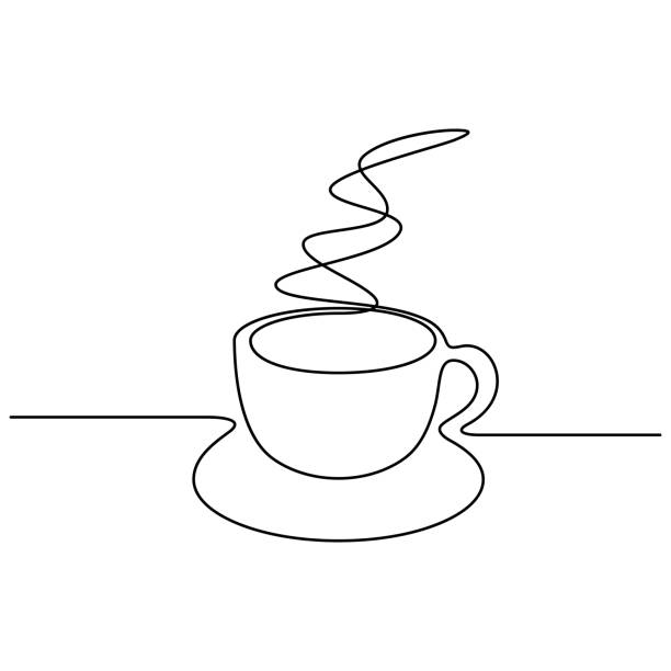ilustrações, clipart, desenhos animados e ícones de desenho contínuo da linha. uma xícara de café ou chá. - hot chocolate hot drink heat drinking