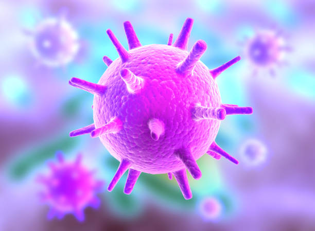 istock Novel coronavirus concept. Microscopic view of corona virus 1276757424